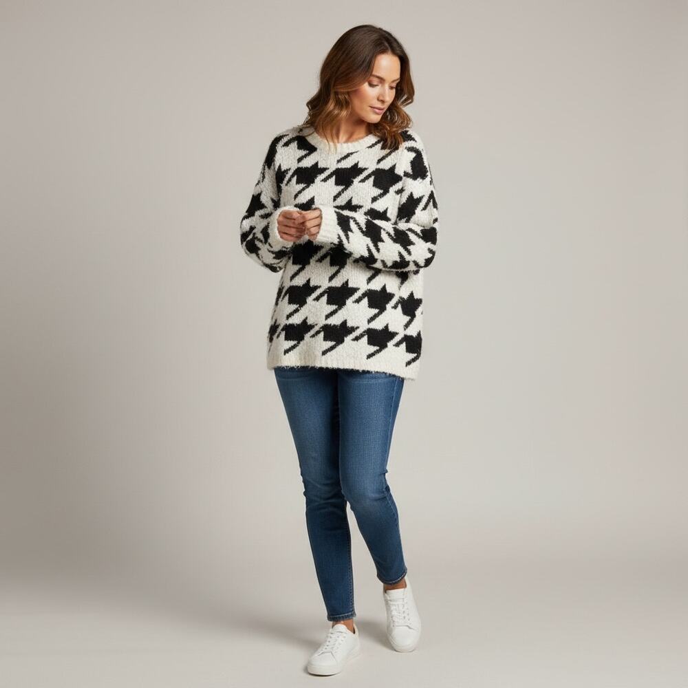 EST 1946 Woman’s Mega Houndstooth Eyelash Sweater   22/24 Retro Preppy Snuggly